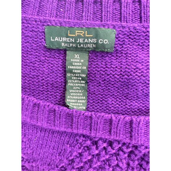 Lauren Ralph Lauren Purple Cable Knit Side Button Pullover Sweater Women XL - Picture 7 of 7